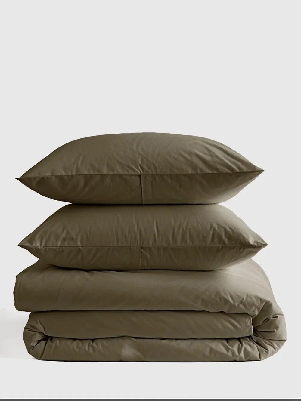 NEW Quince Organic Brushed Cotton Duvet Cover Olive Green